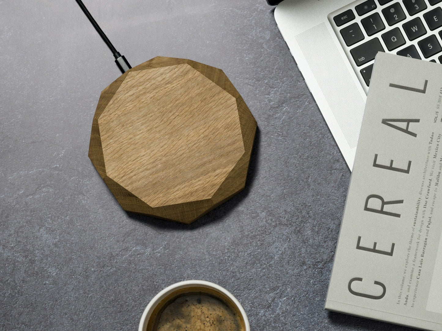 oak Geometric Charging Pad | oak