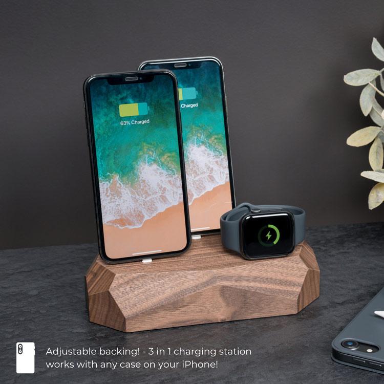 Oakywood Triple Dock - iPhone, Apple Watch, AirPods charger - Greenline Showroom